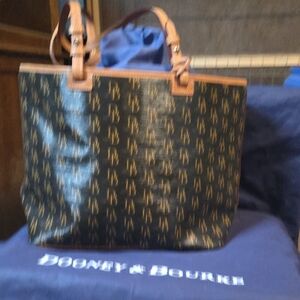 Dooney & Bourke Black Tote with Tan Leather Trim